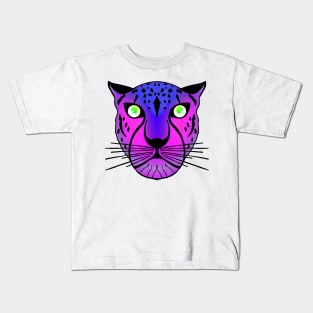 Neon Pink and Blue Purple Leopard Kids T-Shirt